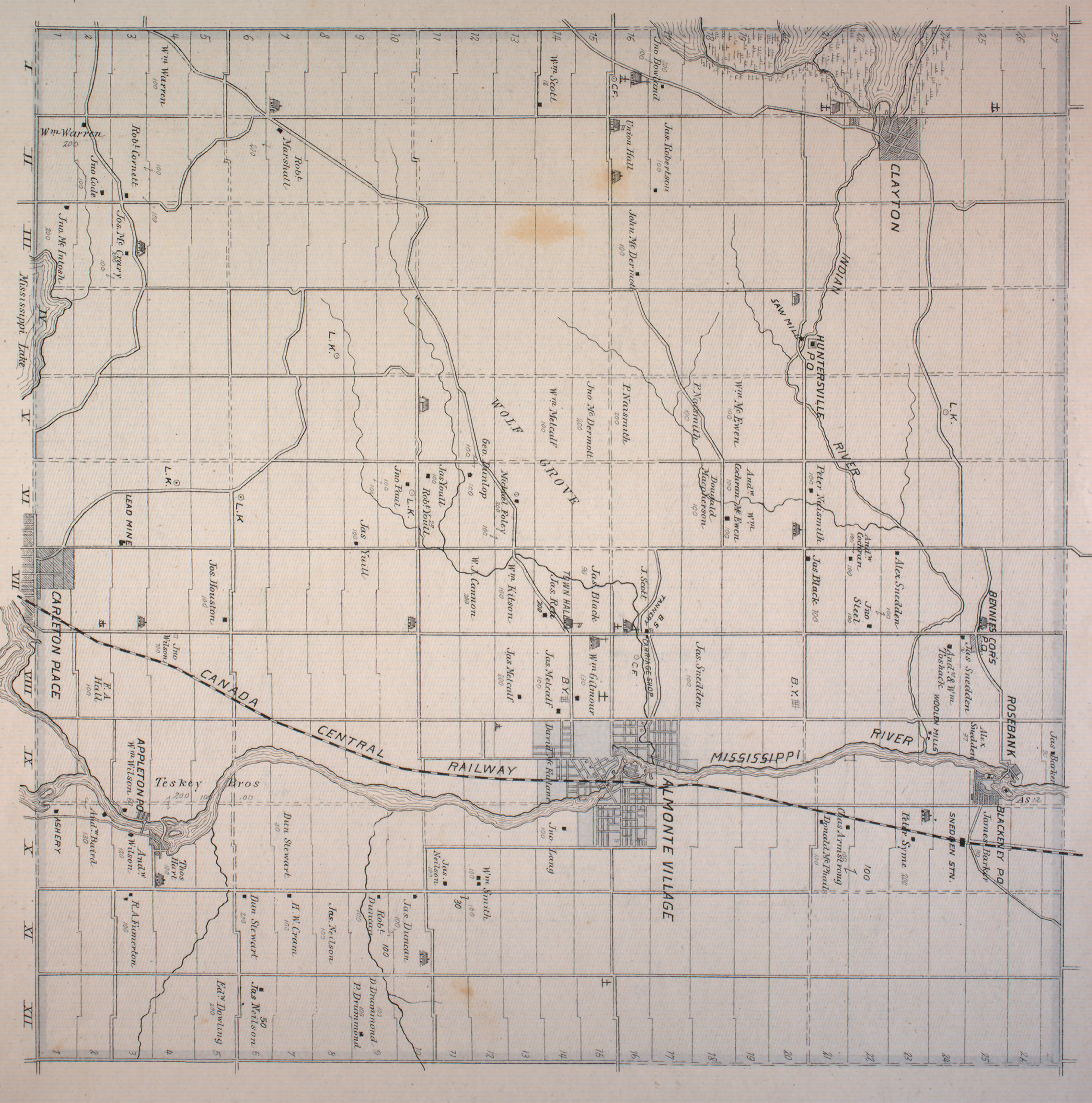 Map of Ramsay Township, Ontario, Canada c. 1879
