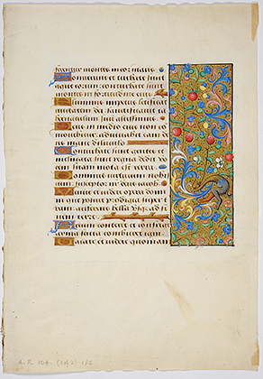MS 104. Two leaves from a manuscript Book of Hours. Paris, c. 1490-1500