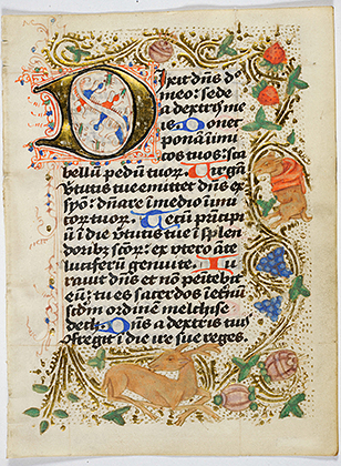 MS 153. Deux feuillets d’un psautier-bréviaire manuscrit. Pays-Bas, vers 1480