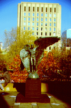 View of Burnside Hall from library terrace
