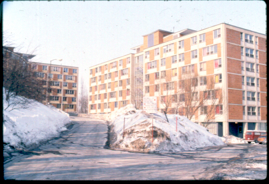 The upper residences are situated among the trees in Macdonald Park, a parcel of land on Mount Royal donated to McGill in 1911 by Sir William Macdonald, a major benefactor of the University. All of the residences except Royal Victoria College are located in Macdonald Park and are quite removed from the noise and commotion of the city. Originally, all of McGill's residences were designated for men with the exception of the Royal Victoria College, which was reserved for women. Today, RVC remains a women's residence while all of the other residences are co-educational. The upper residences, built in 1961 by the firm of Durnford, Bolton, Chadwick and Ellwood, consist of three separate housing buildings which surround a dining building. McConnell, Molson, and Gardner Halls are identical and provide housing for 672 students all together. Each seven-storey hall is split into two wings by a central stair and elevator core. Approximately thirty-six students are housed on each floor in single rooms, men in one wing, women in the other. There is a kitchenette on every floor and two large, common bathrooms, one per wing. Every room has cement block walls, a large window, and is equipped with built in furniture. There is a large common area, a television room, a study room, and a games room on the ground floor of each hall, and a laundry room in the basement. Other recreation is easily accessible because of the proximity of the Gymnasium and Stadium, tennis courts, the Winter Stadium, the Forbes' Field, and Mount Royal. The exterior of these three halls is of brick, tile, and cement, alternating in regular patterns to allow a window in every bedroom. The entire central stairwell of each building is encased in glass.

Bishop Mountain Hall, named after McGill's first principal, is the dining building in the centre of the residence halls. The two-storey, circular structure contains a reception and administration area on the first floor, and a large cafeteria and kitchen on the second floor. The circular shape was decided upon so that the kitchen and cooking facilities could be located in the core of the building. This allows the outer rim of the second floor to be used as a large circular eating area, entirely encased in glass and able to be divided into four sections by moving partitions.