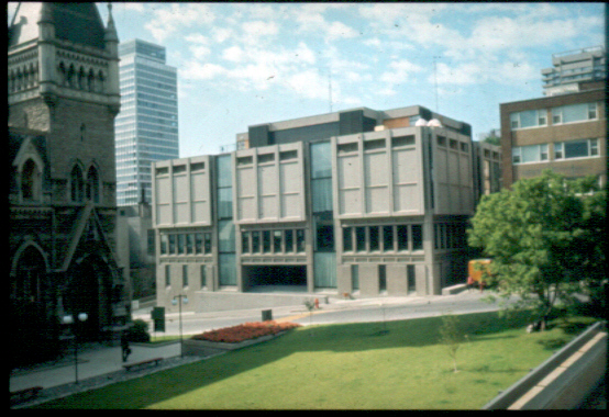 The new University Centre, built on McTavish Street in 1965, replaced the old Student Union Building on Sherbrooke Street, a gift of Sir William Macdonald that now houses the McCord Museum. The Centre, three times as large as the old Union, was designed by ARCOP, the architecture firm of Affleck, Desbarats, Dimakopoulos, Lebensold, and Sise, who also designed the Leacock Building. The building is designed to accommodate all the offices and meeting rooms needed by McGill's vast assortment of social and cultural clubs. The main floor contains administration offices, the Student Council Chamber, the University pub, and a snack bar. The basement houses a small cafe named The Alley and various student services, such as legal aid and a travel agent. The cafeteria is on the second floor while two auditoriums, one large and one smaller, are on the third floor. The fourth floor is dedicated to club offices and meeting rooms, yet the only access to this area is by narrow staircases. The entire interior is of reinforced concrete and is quite durable. The exterior features large windows around the second storey cafeteria and prefabricated concrete panels covering the rest of the structure. Since there is only a thin strip of windows around the upper floor, the club offices do not receive much light. This building, designed with its function in mind, provides enough room for all of McGill's clubs and should continue to do so in the future.