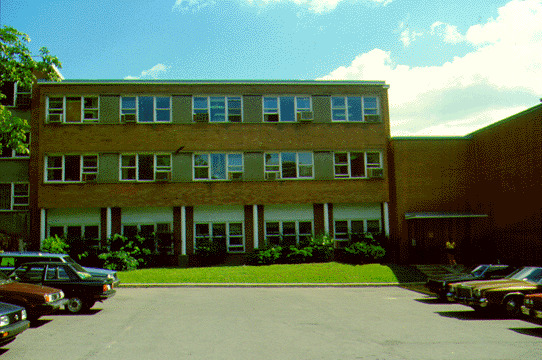 In approximately 1963, the Marionopolis CEGEP constructed a new home for itself on Peel Street at the corner of Dr. Penfield Avenue. In 1971, McGill bought this edifice, renamed the Powell Student Services Building, in honour of Raymond E. Powell, a chancellor of McGill and president of the Aluminum Company of Canada. This three-storey, steel and concrete framed structure is faced with brick. Due to the number of extensions the building has undergone, the interior is filled with many staircases and winding passages. Several of McGill's student services are located in the Powell Building, including the health clinic and student counseling, financial aid, career and placement, and off-campus housing.
