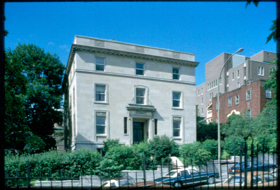 In 1935, the Gravel family commissioned J.J. Perrault to design a house for them on McTavish Street. It had a concrete frame and floors with a Montreal limestone exterior. The house has a cube structure with a simple, yet elegant facade. The interior is divided into many small rooms which are graced with carved details in wood, moulded plaster ceilings, and ornate fireplaces. This edifice was purchased by McGill in 1968 to serve as the Post-Graduate Students' Society. At this time the house was renamed the Thomson House after David L. Thomson, a dean of the Faculty of Graduate Studies and a founder of the Post-Graduate Students' Society which still occupies the house today.