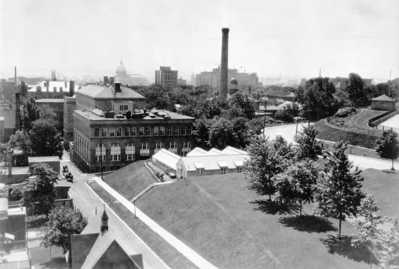 Biology Building (now James Administration), Greenhouses, and Power House (1925)