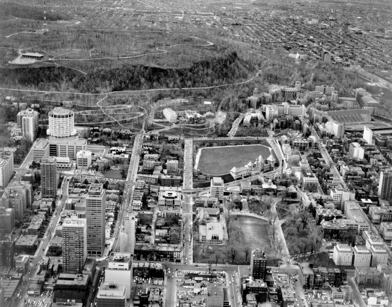Aerial with Leacock, McIntyre Medical Sciences, and Prince of Wales Terrace (1967)