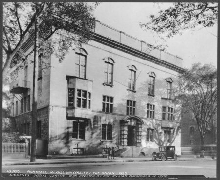 In 1919, David M. McCord bequeathed his extensive collection of Canadian artifacts to McGill because it had long since overflowed his estate and because he desired to ensure the perpetuation of his work. Mcgill was at first uncertain as to how the collection, really a small museum, could be properly displayed, but room was found for it in the old Jesse Joseph mansion on the northeast corner of Sherbrooke and McTavish Streets. This Square Mile style abode, named Dilcoosha, a Hindustani word meaning "The Heart's Delight", had been used during World War I as McGill's COTC headquarters; its long upstairs hall had even been used as a range for target practice. In 1921 the house opened as the McCord Museum and the collection began to expand from donation. Unfortunately, in 1936 Dilcoosha was in desperate need of repair. One of its walls had begun to buckle and it was deemed too structurally unstable to be opened to the public.
In 1955, the McCord Museum was moved from Dilcoosha to the Hodgeson house, located on the northeast corner of Dr. Penfield and Drummond Streets, later the site of theStewart Biological Sciences Building. After this move, Dilcoosha was demolished because it was structurally unsound; its site was chosen for the new McLennan Library, built in 1969. The McCord Museum was quite cramped in its new quarters and was kept closed to the public for lack of display rooms. Yet, in the 1950s, a series of articles was published on the subject of the Notman Photograph archive, a fascinating record of life at the turn of the century, which was part of the McCord's holdings. Because of this, the McCord opened a small part of the museum to the public. Shortly after this the National Gallery of Ottawa asked permission to borrow and display some of the rare paintings from the McCord. Public interest began to grow and soon the McCord was once again being offered donations and had soon far outgrown the Hodgeson house. At this point McGill was faced with the choice of giving the Museum its independence, or finding suitable quarters for it on campus.

In 1965, it was decided that the old Student Union Building would be the new home of the McCord Museum. This English Palazzo style edifice, located on Sherbrooke Street just west of University Street, had been donated to McGill in 1905 by Sir William Macdonald, a major benefactor of the University. It was designed by Percy Erskine Nobbs, Director of the School of Architecture at the time, and his associates Hutchison and Wood. When it was opened in 1905, it was declared one of the finest clubs in Montreal. Membership in the Union was offered to any male student in the University willing to pay $5.00 a year, but the Union had much to offer. The structure, built of Montreal limestone, was elegant, but was not overly ornamented. The basement contained an exercise room, baths, showers, the kitchen, and storage areas. The entrance hall, on the first floor, led into the dining room and the luncheon room where students could get a hot meal after class. The second floor contained a spacious, comfortable lounge furnished with chairs and tables designed by Nobbs and heated, in part, by a large fireplace. The great hall, with frescoed tympanums above the windows, stretched the length of the third floor. By 1965, McGill's enrolment had increased to the extent that the Student Union, although very posh, was not large enough to serve the needs of the student body, both male and female. At this time, McGill decided to construct a new University Centreon McTavish Street, leaving the old Student Union vacant for occupancy by the McCord Museum. Renovations, paid for in great part by the John W. McConnell Foundation, were begun and, in 1971, the McCord Museum opened in its new, spacious home.

After 1971, the McCord Museum once again began to receive increasing numbers of donations until, in 1987, it was decided to expand Nobbs' structure to give the Museum more room, and state-of-the-art preservation labs and climate control. This extension, paid for by the John W. McConnell Foundation, was constructed of limestone to match the original building. The McCord Museum was reopened to the public, in what is now its permanent home, after the extension was finished in 1991.

