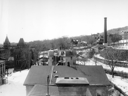Weather observatory and pumping station (reservoir) from cupola of Arts Building