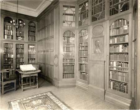Osler Library alcove with portrait covering his ashes
