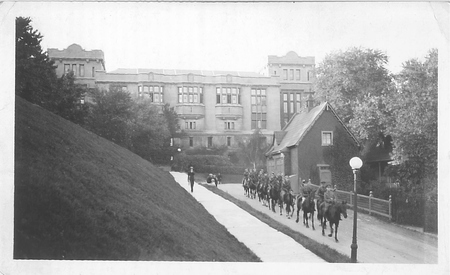 Officers training in front of Strathcona 
