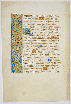 MS 108. Feuillet d’un livre d’Heures manuscrit. France, dernier quart du XVe siecle