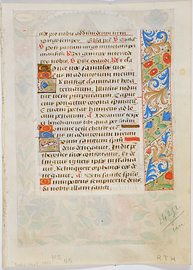 MS 165. L’Adoration des Mages. Feuillet d’un livre d’Heures manuscrit. France, vers 1500