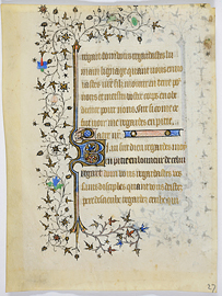 MS 235. Feuillet d’un livre d’Heures manuscrit. Paris, c. 1400-1420