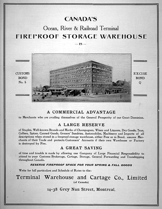 Company advertisement ffrom 1907; Montreal: The Commercial Metropolis of Canada and the History of the Gazette 1778-1907 (Montreal: Gazette Printing, 1907), 99.